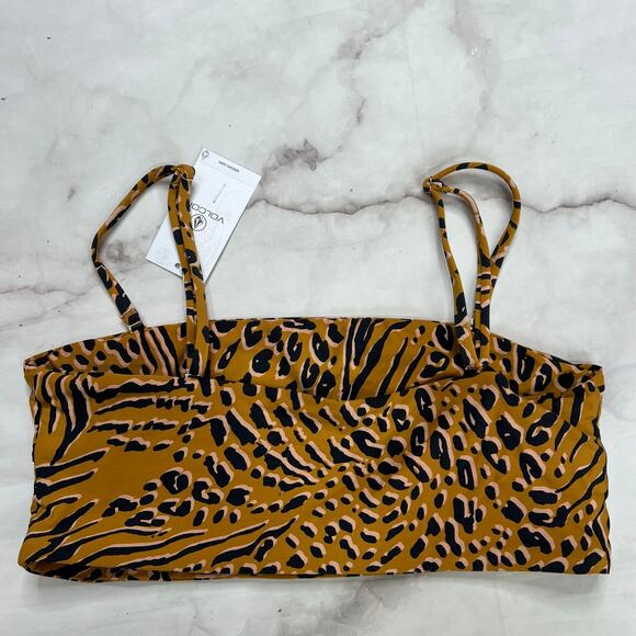 Volcom Juniors Running Wild Bikini Tube Top Size S Brown Animal Print New - Picture 4 of 4